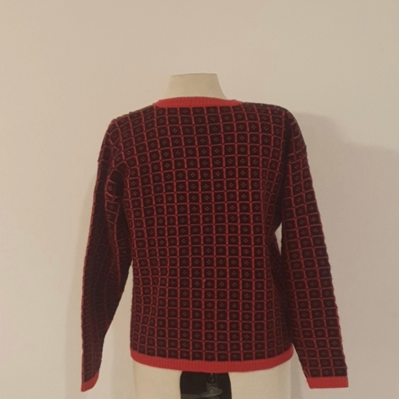 VINTAGE 90s CORONMAE Knit Patchwork Jumper Size 12 approx - Picture 4 of 5